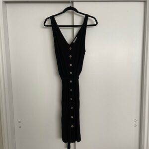 Cute Black Linen Button-down Dress